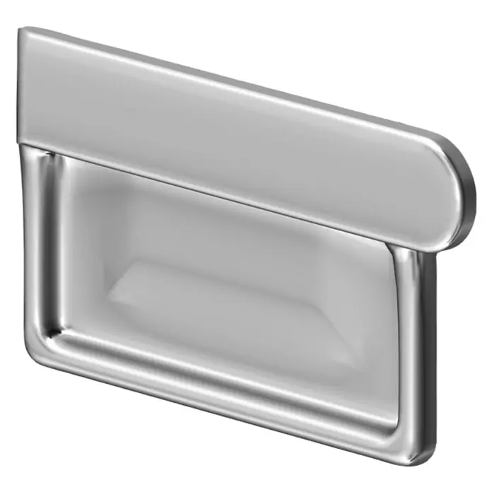 Sarei Rinnenendstück - Nennweite: 85 mm, Links, Zink, Eckig - Schubladengriff aus glänzendem Metall. Praktischer Griff für Schubladen und Möbel, ideal für modernes Design.