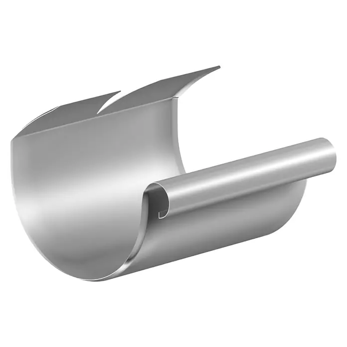 Sarei Rinnenverbinder - Nennweite: 125 mm, Aluminium, Silber - Nahaufnahme einer Dachrinne, die Wasser ableitet und vor Schäden schützt.