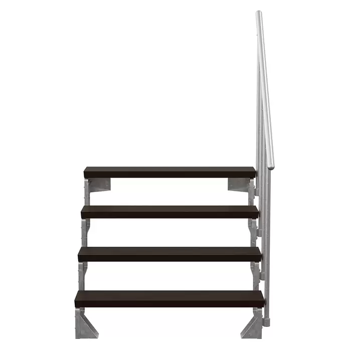 Dolle Außentreppe Gardentop - Trimaxstufen, Dunkelbraun, Feuerverzinkte Geländerstäbe, Breite: 100 cm, Anzahl Stufen: 4 Stk., Geschosshöhe: 72 cm - 88 cm