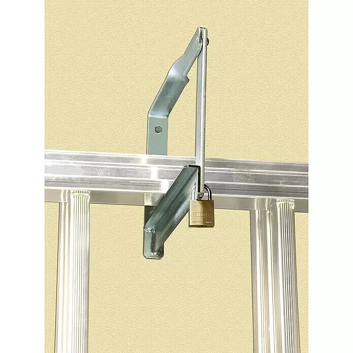 Krause Wandhalter-Set - 325 x 315 x 60 mm - Metall-Leiterschloss sichert Leiterteile, mit einem Messing-Vorhängeschloss für erhöhte Sicherheit.
