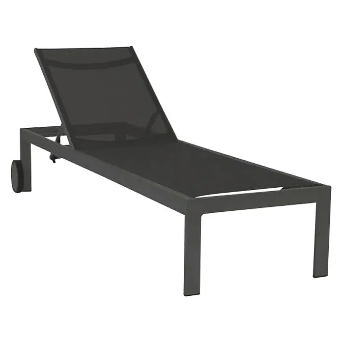Acamp Gartenliege - Aluminium, Textil, Schwarz - Ein eleganter, anthrazitfarbener Loungesessel mit verstellbarer Rückenlehne und Rollen für den einfachen Transport. Perfekt für entspannte Stunden im Freien.