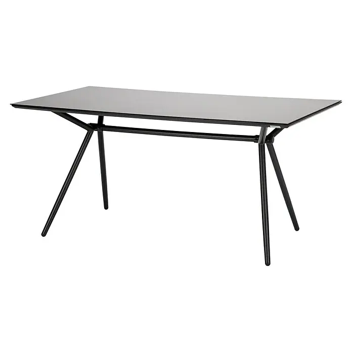 Acamp Gartenmöbel-Set Manhattan/Alpha - 4 -tlg., Aluminium, Polyester, Grau - Grauer Esstisch mit schwarzem Metallgestell, perfekt für moderne Esszimmer. Robustes Design für den täglichen Gebrauch.