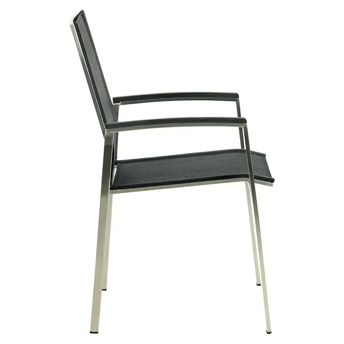 Acamp Gartenmöbel-Set Auris - 5 -tlg., Edelstahl, Polywood, Keramik, Stapelbar, Silber/Schwarz - Die elegante Form und das moderne Design des Stuhls machen ihn zu einem Blickfang. Ideal für jeden Raum.