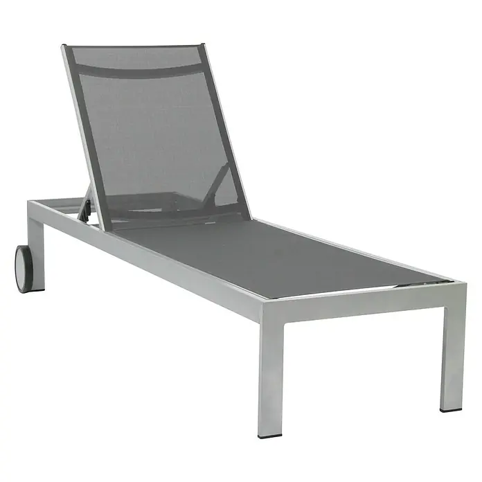 Acamp Gartenliege - Aluminium, Textil, Anthrazit - Eine stilvolle graue Sonnenliege mit Rädern und verstellbarer Rückenlehne, ideal für entspannte Stunden im Freien. Das moderne Design passt perfekt zu jedem Garten.