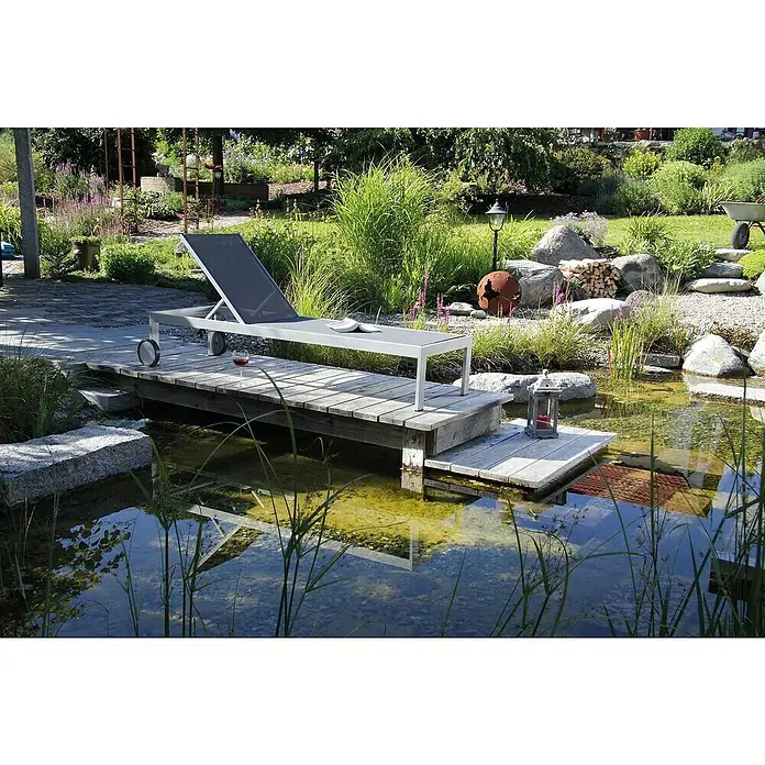 Acamp Gartenliege - Aluminium, Textil, Anthrazit - Entspannen Sie am Wasser mit dieser stilvollen Sonnenliege. Perfekt für ruhige Stunden mit einem Buch und einem Glas Wein.