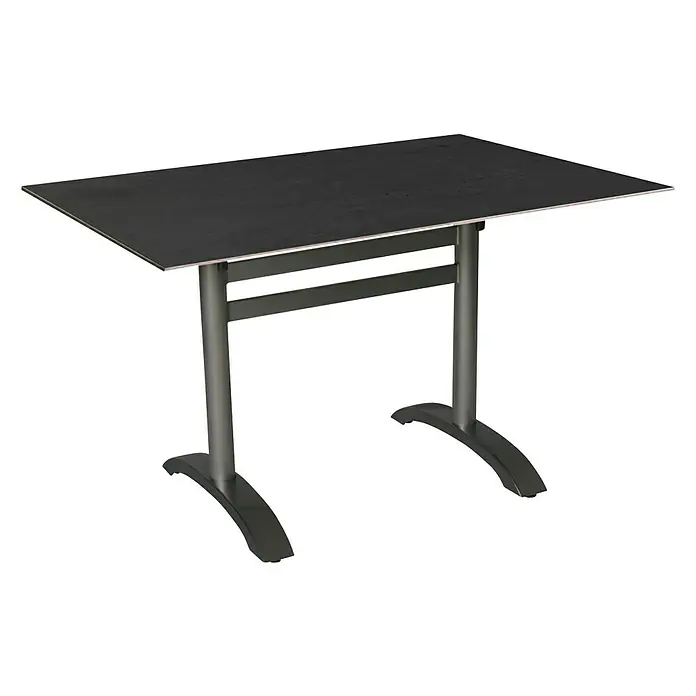 Acamp Gartenmöbel-Set New Jersey/HPL - 5 -tlg., Aluminium, HPL, Acatex, Schwarz, Stapelbar - Schwarzer rechteckiger Tisch mit einem robusten Metallgestell für den Einsatz in verschiedenen Räumen, praktisch und vielseitig.