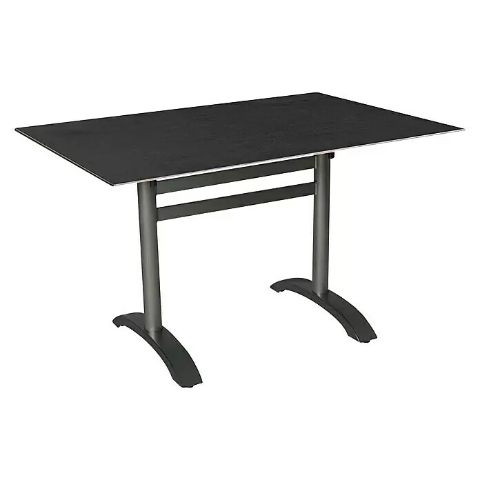 Acamp Gartentisch Acaplan - L x B x H: 120 x 80 x 72 cm, Aluminium, HPL, Rechteckig, Schwarz - Rechteckiger Tisch mit dunkler Tischplatte und grauen Metall-T-Gestellen.