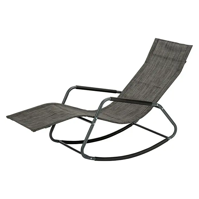 Acamp Gartenliege Rockstar - Stahl, Polyester, Anthrazit - Bequemer, grauer Schaukelstuhl für den Außenbereich mit Fußstütze, ideal zum Entspannen im Garten oder auf der Terrasse.