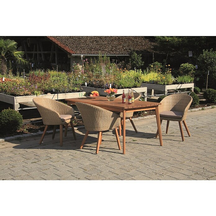 Acamp Gartenmöbel-Set Atacama (5 -tlg., Akazienholz/Aluminium/Polyrattan/Polyester, Braun) | BAUHAUS