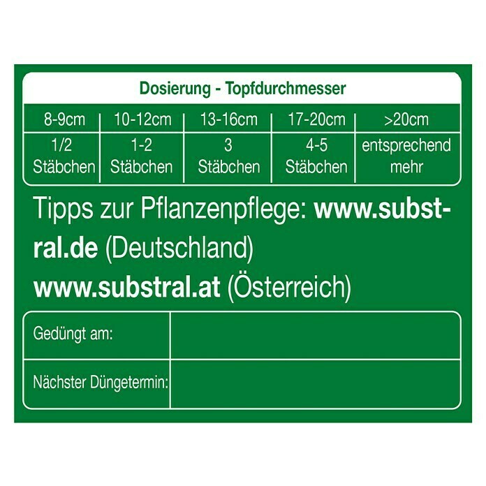 Substral Grünpflanzen-Düngestäbchen30 Stk., Inhalt ausreichend für ca.: 30 Pflanzen Back View