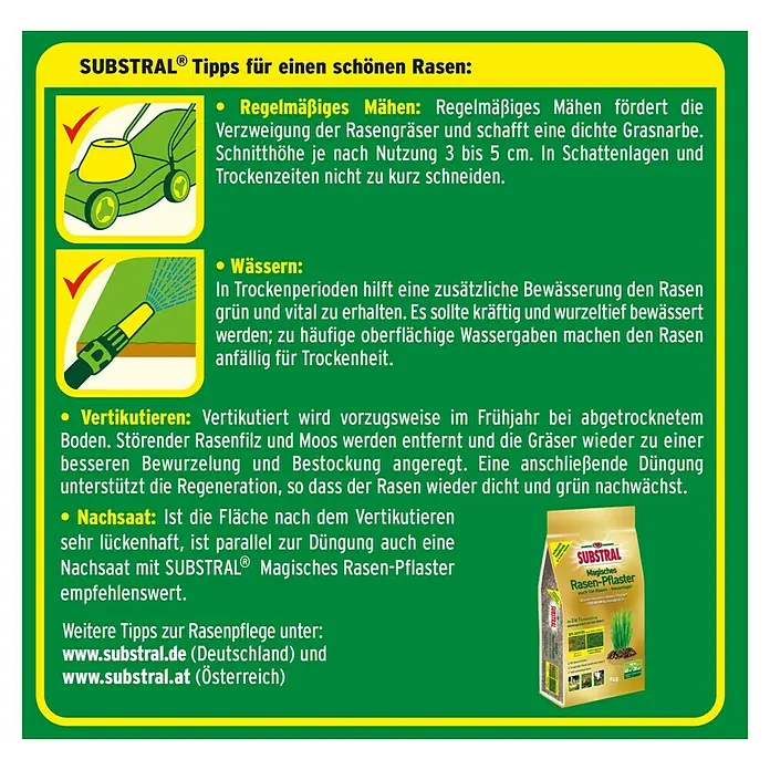 Substral Rasendünger - 2 kg, Max. Anwendungsfläche: 100 m² - SUBSTRAL Tipps für einen schönen Rasen.