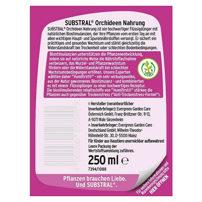 Substral Orchideen-Nahrung250 ml Back View