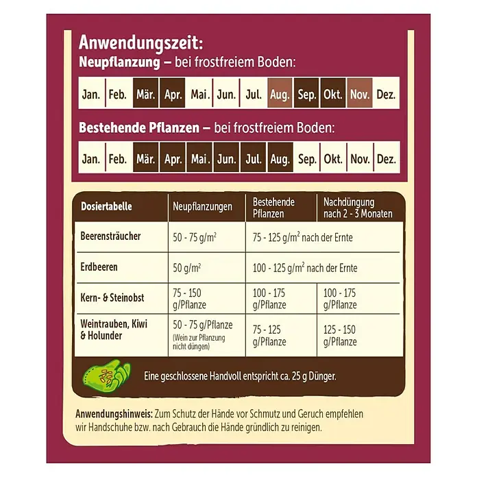 Substral Naturen Beerendünger - 1,7 kg, Passend für: Bis zu 34 Sträucher - Düngeanleitung für verschiedene Pflanzenarten mit Angaben zu Anwendungszeitpunkt und Dosierung.