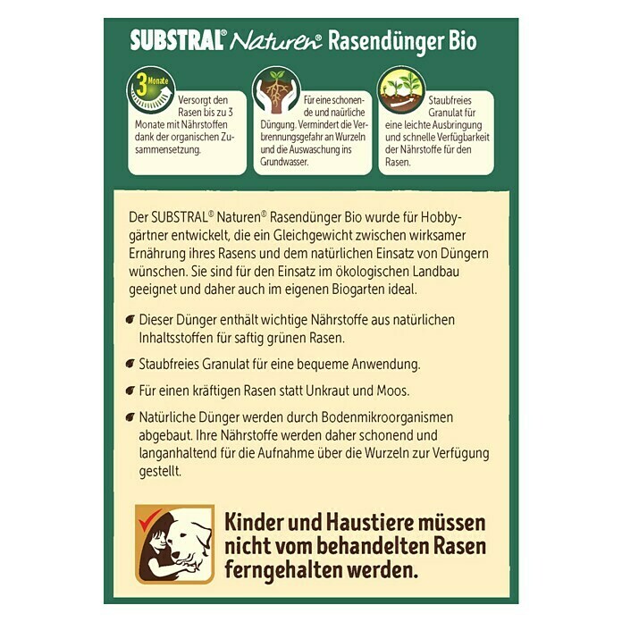 Naturen Bio Rasendünger10 kg, Inhalt ausreichend für ca.: 500 m² Back View