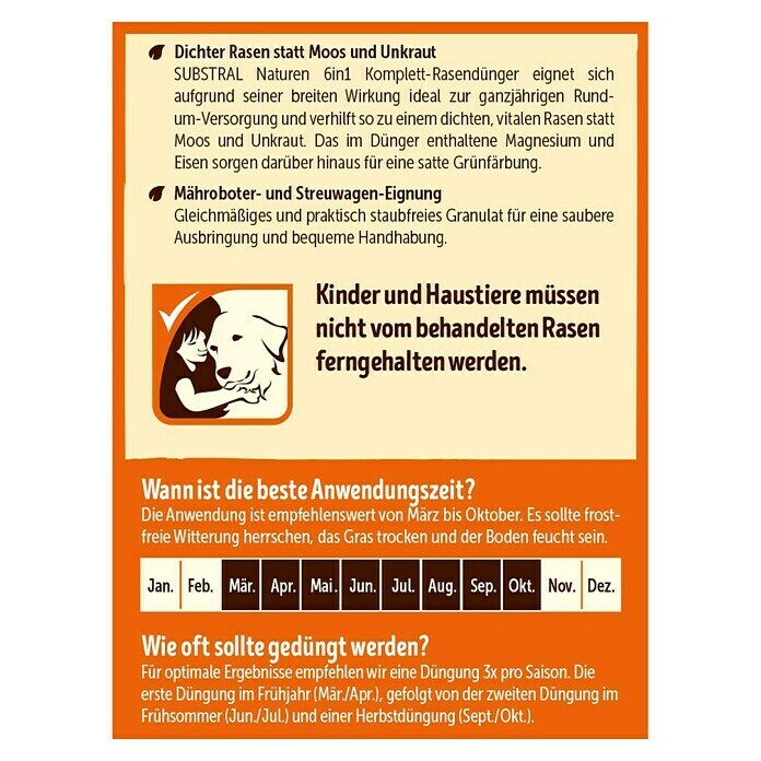 Substral Naturen Rasendünger 6 in110 kg, Inhalt ausreichend für ca.: 135 m² Back View