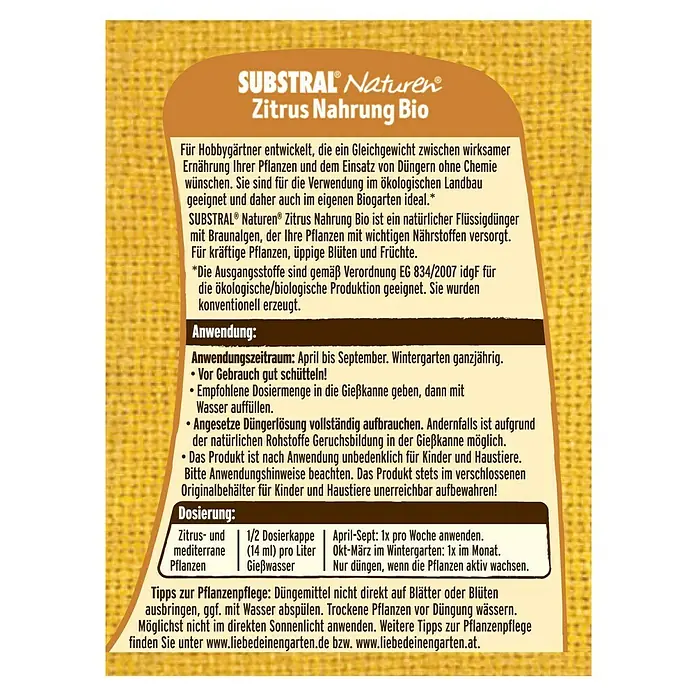 Substral Naturen Zitrusdünger - 500 ml - SUBSTRAL Naturen Zitrus Nahrung Bio: Flüssigdünger für Zitrus- und mediterrane Pflanzen, für kräftiges Wachstum und üppige Blüten.