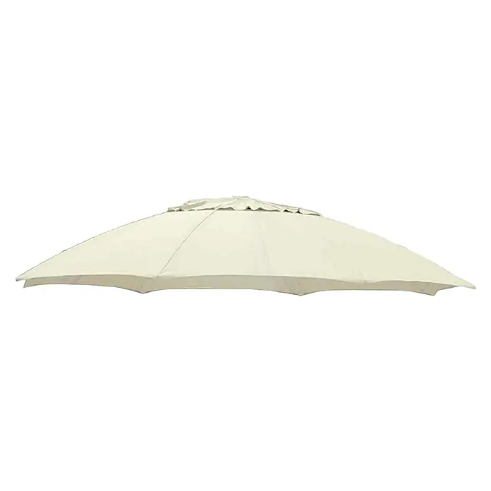 Sun Garden Schirmbezug Easy Sun - Beige, Passend für: Sunfun Ampelschirmgestell Easy Sun, 375 cm - Nahaufnahme eines elfenbeinfarbenen Sonnenschirms, der sich ideal für den Einsatz im Freien eignet und Schatten und Schutz bietet.