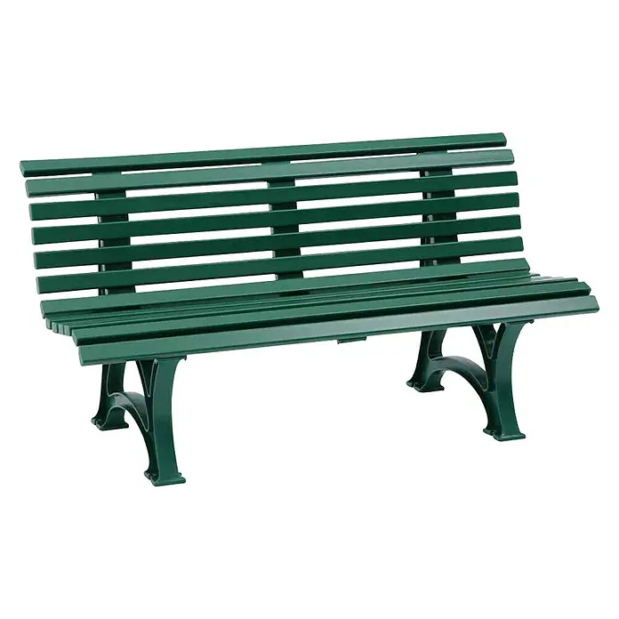 Blome Gartenbank Helgoland - B x T x H: 150 x 64 x 80 cm, Grün - Grüne Parkbank mit Lattenrost und verzierten Beinen. Ideal für Parks, Gärten und öffentliche Plätze, lädt zum Verweilen ein.