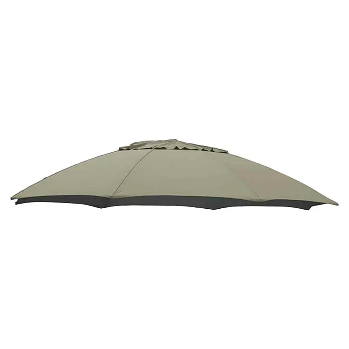 Sun Garden Schirmbezug Easy Sun - Taupe, Passend für: Sunfun Ampelschirmgestell Easy Sun, 375 cm - Nahaufnahme eines grauen Gartenschirms, der Schatten spendet und vor Sonne schützt, ideal für entspannte Stunden im Freien.
