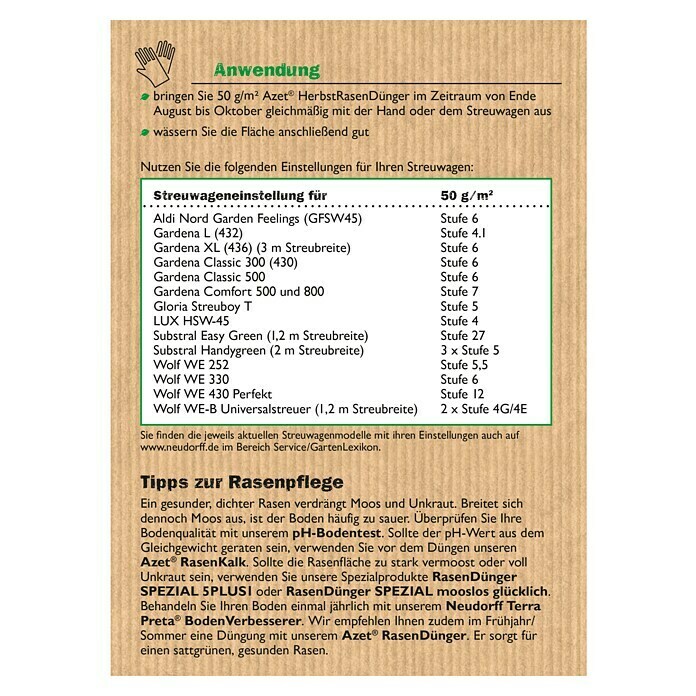 Neudorff Azet Herbstrasendünger10 kg, Inhalt ausreichend für ca.: 200 m² Back View