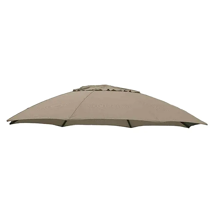 Sun Garden Schirmbezug Easy Sun - Beige-meliert, Passend für: Sunfun Ampelschirmgestell Easy Sun, 375 cm - Nahaufnahme eines beigen Sonnenschirms, der Schatten und Schutz vor der Sonne bietet.