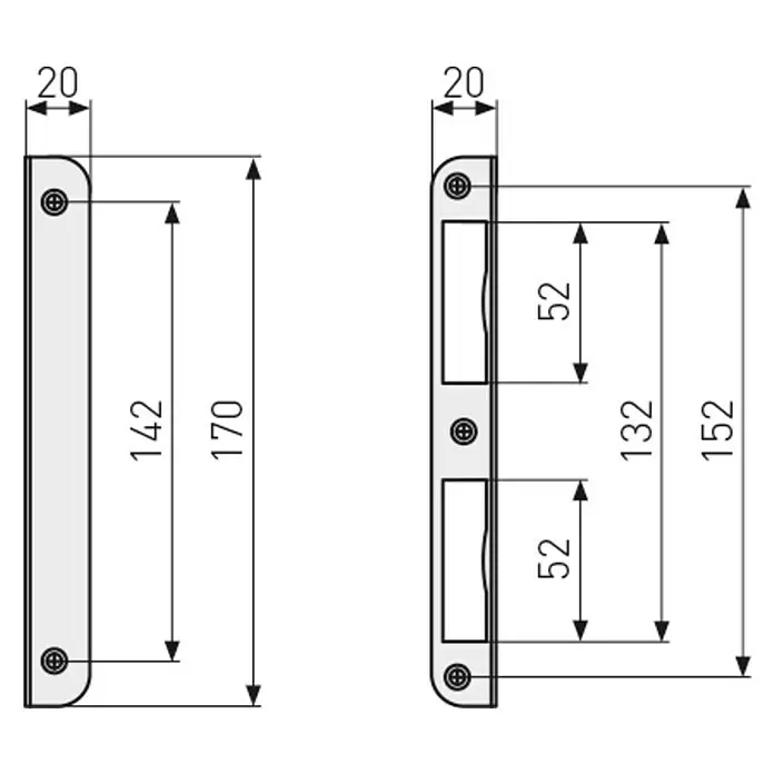Abus Winkelschließblech W170 LI/REDIN Anschlag: Universell einsetzbar, L x B x H: 8 x 20 x 170 mm