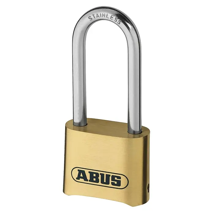 Abus Vorhängezahlenschloss 180IB/50 HB63 - B x L: 52 x 24 mm, Messing, Anzahl Zahlenrollen: 4 Stk., Messing - Ein ABUS Vorhängeschloss aus Edelstahl. Das ideale Schloss, um Wertgegenstände sicher zu verwahren und Diebstahl zu verhindern.