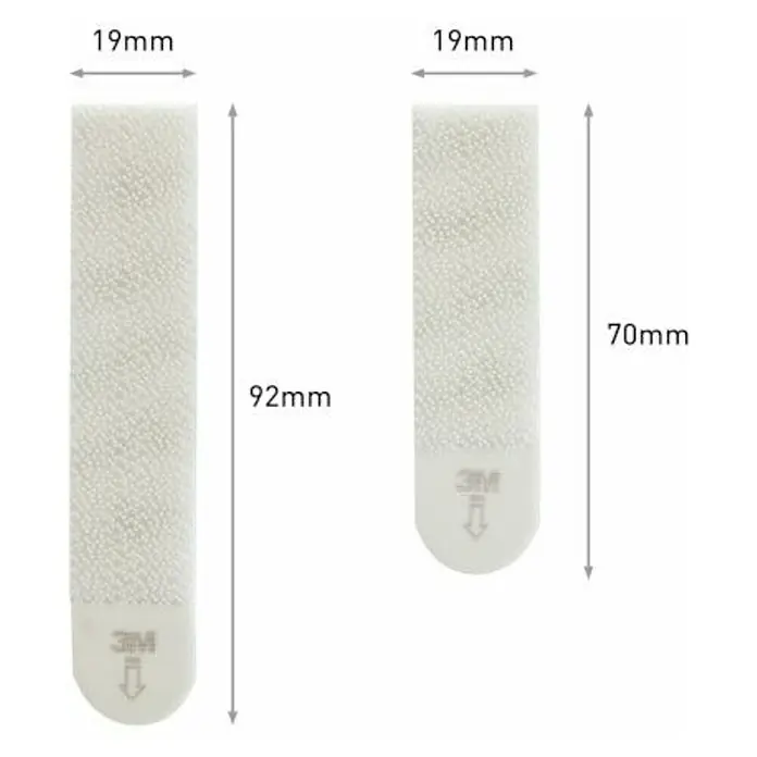 3M Command Cinta engomada Multi-Pack 17209 - Blanco - Dos tiras adhesivas blancas 3M Command de diferentes tamaños, 19 mm de ancho, 92 mm y 70 mm de alto, para colgar cuadros y decoraciones.