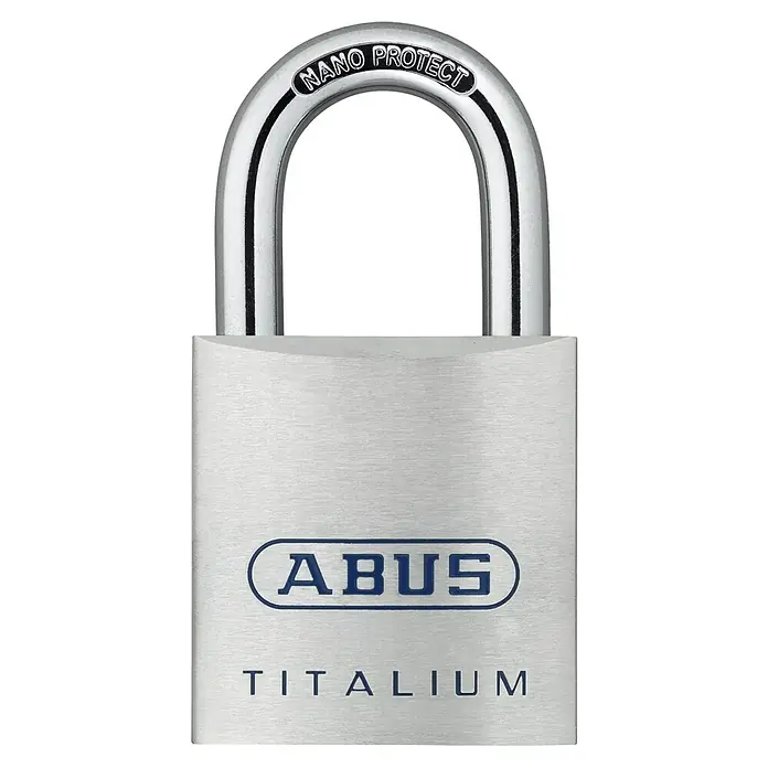 Abus Vorhängeschloss Titalium 80TI/60 Gleichschließend - B x H: 60 x 103 mm, Bügelstärke: 11 mm, Material Bügel: Gehärteter Spezialstahl - ABUS TITALIUM Vorhängeschloss mit NANO PROTECT Bügel bietet hohen Schutz und ist leicht. Ideal für den täglichen Gebrauch.