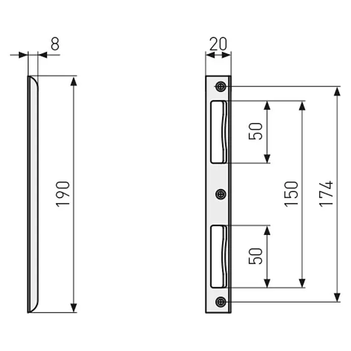 Abus Winkelschließblech WSBHT190DIN Anschlag: Universell einsetzbar, L x B x H: 8 x 20 x 190 mm, Gold