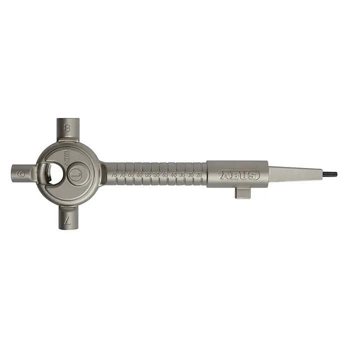 Abus Neubauschlüssel Universal - Silber - Ein ABUS Spanndorn mit integrierter Skala zur präzisen Einstellung, ideal für den professionellen Einsatz im Fensterbau.