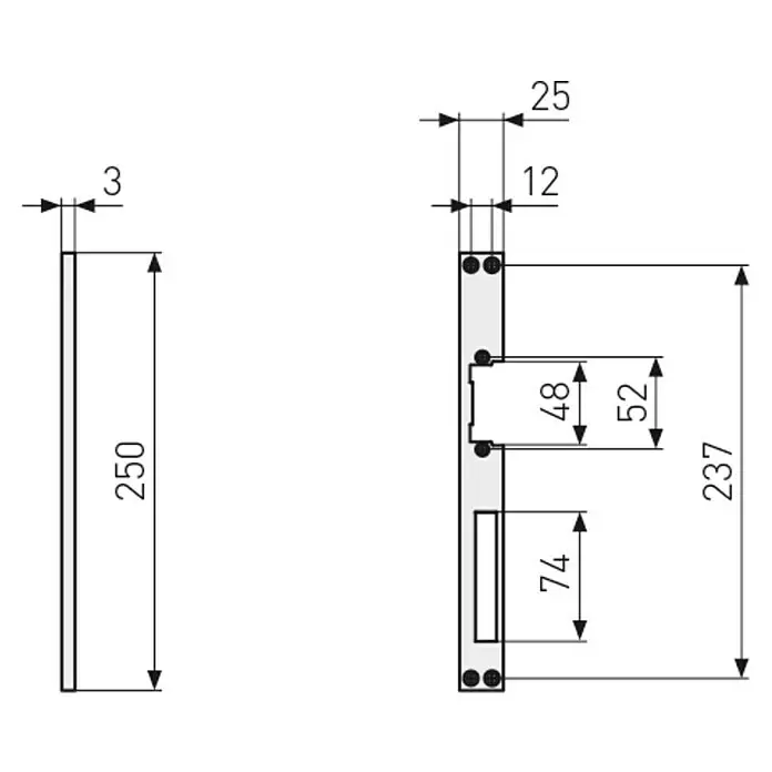 Abus Winkelschließblech F250DIN Anschlag: Universell einsetzbar, L x B x H: 3 x 25 x 250 mm
