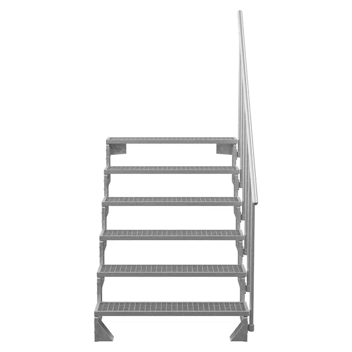 Dolle Außentreppe Gardentop - Gitterroststufen, Feuerverzinkte Geländerstäbe, Breite: 100 cm, Anzahl Stufen: 6 Stk., Geschosshöhe: 108 cm - 132 cm