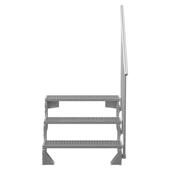 Dolle Außentreppe Gardentop - Gitterroststufen, Feuerverzinkte Geländerstäbe, Breite: 80 cm, Anzahl Stufen: 3 Stk., Geschosshöhe: 54 cm - 66 cm