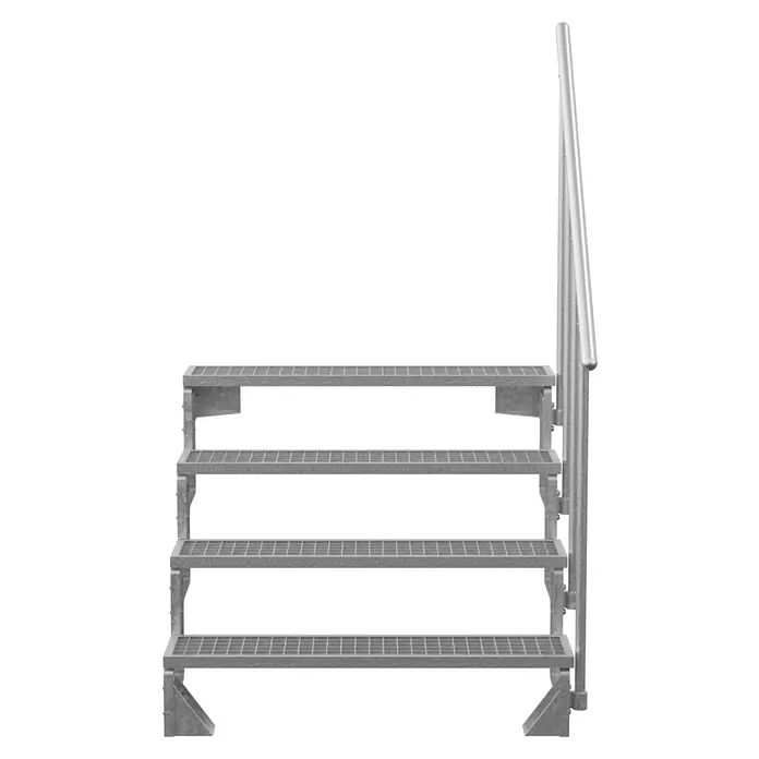 Dolle Außentreppe Gardentop - Gitterroststufen, Feuerverzinkte Geländerstäbe, Breite: 100 cm, Anzahl Stufen: 4 Stk., Geschosshöhe: 72 cm - 88 cm