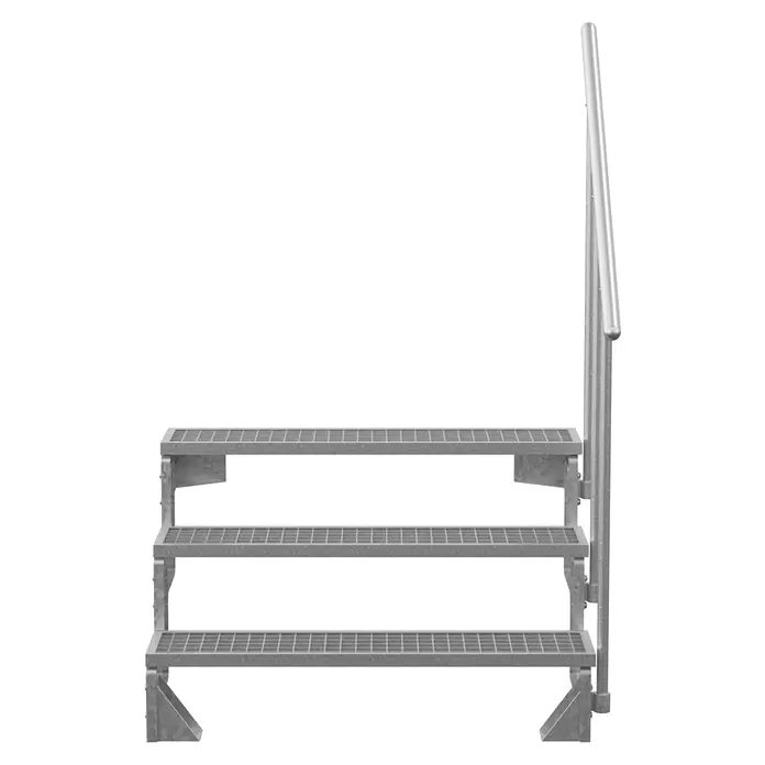 Dolle Außentreppe Gardentop - Gitterroststufen, Feuerverzinkte Geländerstäbe, Breite: 100 cm, Anzahl Stufen: 3 Stk., Geschosshöhe: 54 cm - 66 cm