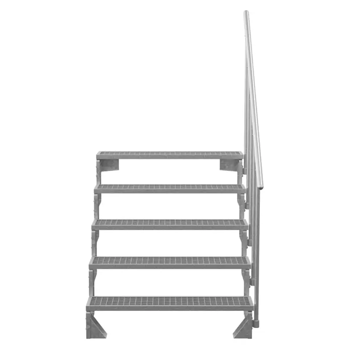 Dolle Außentreppe Gardentop - Gitterroststufen, Feuerverzinkte Geländerstäbe, Breite: 100 cm, Anzahl Stufen: 5 Stk., Geschosshöhe: 90 cm - 110 cm