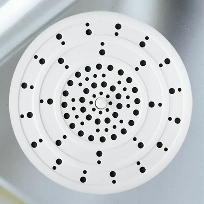 Wenko Haarfangsieb - Durchmesser: 12 cm, Silikon - Weißer Spülenstöpsel mit Löchern in verschiedenen Größen für einen optimalen Wasserablauf.