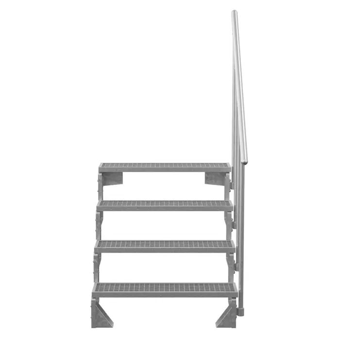 Dolle Außentreppe Gardentop - Gitterroststufen, Feuerverzinkte Geländerstäbe, Breite: 80 cm, Anzahl Stufen: 4 Stk., Geschosshöhe: 72 cm - 88 cm