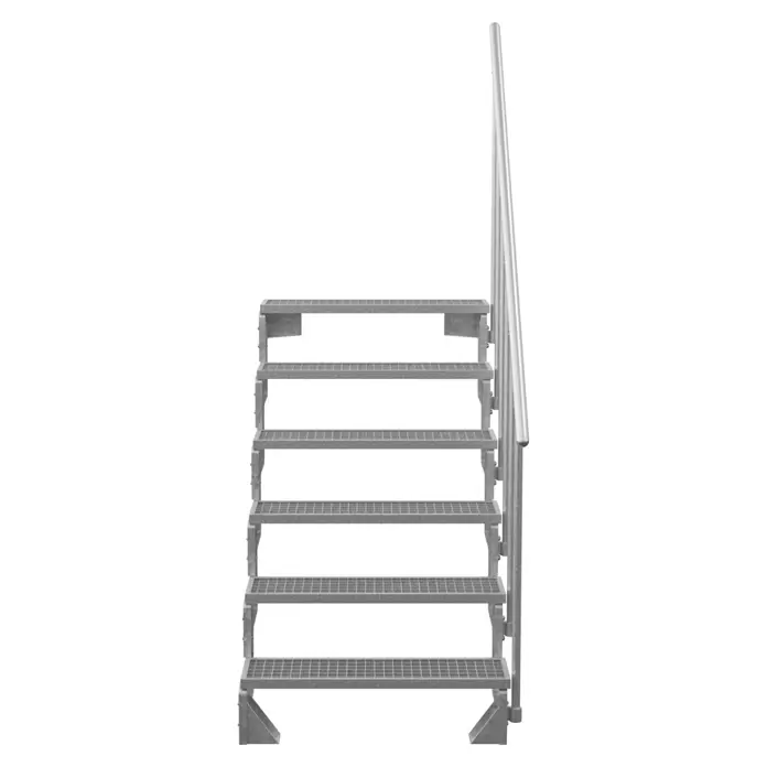 Dolle Außentreppe Gardentop - Gitterroststufen, Feuerverzinkte Geländerstäbe, Breite: 80 cm, Anzahl Stufen: 6 Stk., Geschosshöhe: 108 cm - 132 cm