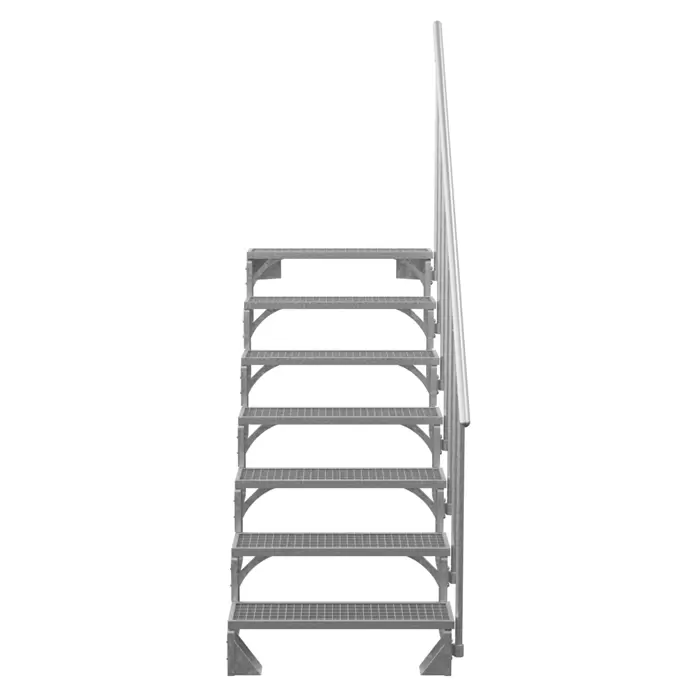 Dolle Außentreppe Gardentop - Gitterroststufen, Feuerverzinkte Geländerstäbe, Breite: 80 cm, Anzahl Stufen: 7 Stk., Geschosshöhe: 126 cm - 154 cm