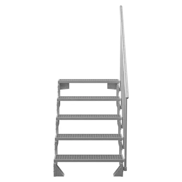 Dolle Außentreppe Gardentop - Gitterroststufen, Feuerverzinkte Geländerstäbe, Breite: 80 cm, Anzahl Stufen: 5 Stk., Geschosshöhe: 90 cm - 110 cm