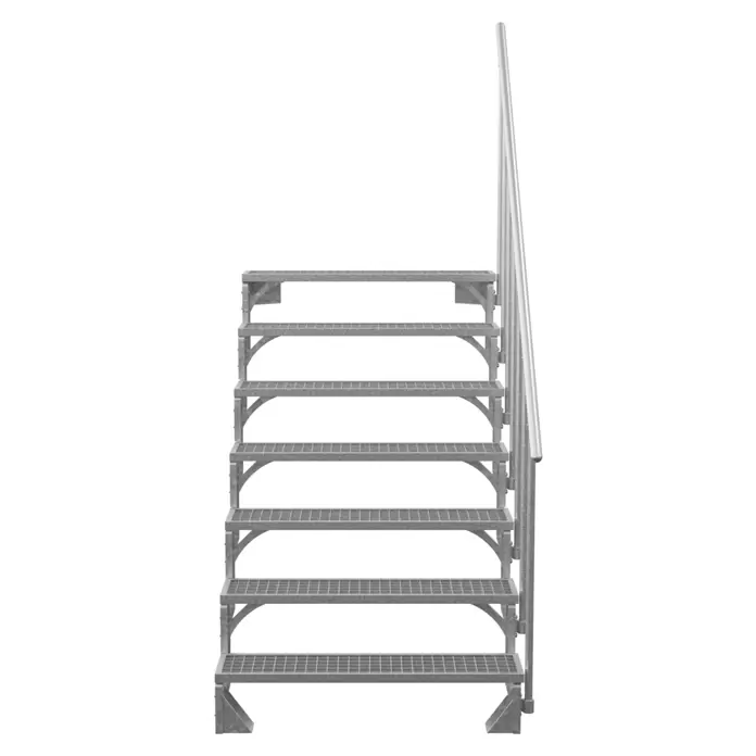 Dolle Außentreppe Gardentop - Gitterroststufen, Feuerverzinkte Geländerstäbe, Breite: 100 cm, Anzahl Stufen: 7 Stk., Geschosshöhe: 126 cm - 154 cm