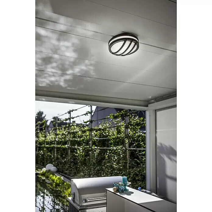 Lutec Außenwandleuchte Seine Titan - 75 W, 27 x 27 x 11,5 cm, Anthrazit, Weiß, IP54 - Stimmungsaufnahme
