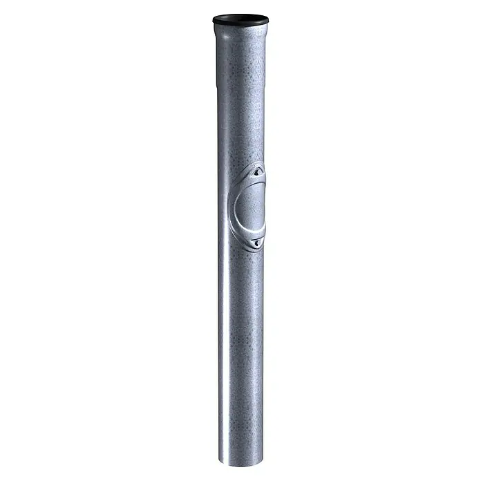 Sarei Standrohr - Nennweite: 100 mm, Länge: 100 cm, Stahl - Ein galvanisiertes Stahlrohr, ideal für robuste Bauanwendungen, mit einer markanten seitlichen Verstärkung für zusätzliche Stabilität.