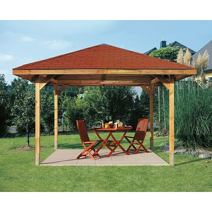 Weka Pavillon Gartenoase 651 (L x B: 380 x 380 cm, Mit Dachschindeln) | BAUHAUS