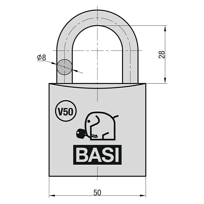 Basi Vorhangschloss V50 (Material Bügel: Gehärteter Spezialstahl) | BAUHAUS