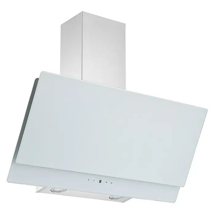 Respekta Schräghaube Selena - Breite: 90 cm, Max. Gebläseleistung Abluftbetrieb: 306,3 m³/h, Weiß/Silber - Moderne Dunstabzugshaube in Weiß, ideal für eine stilvolle und effiziente Küchenbelüftung. Das schlanke Design passt perfekt in jede Küche.