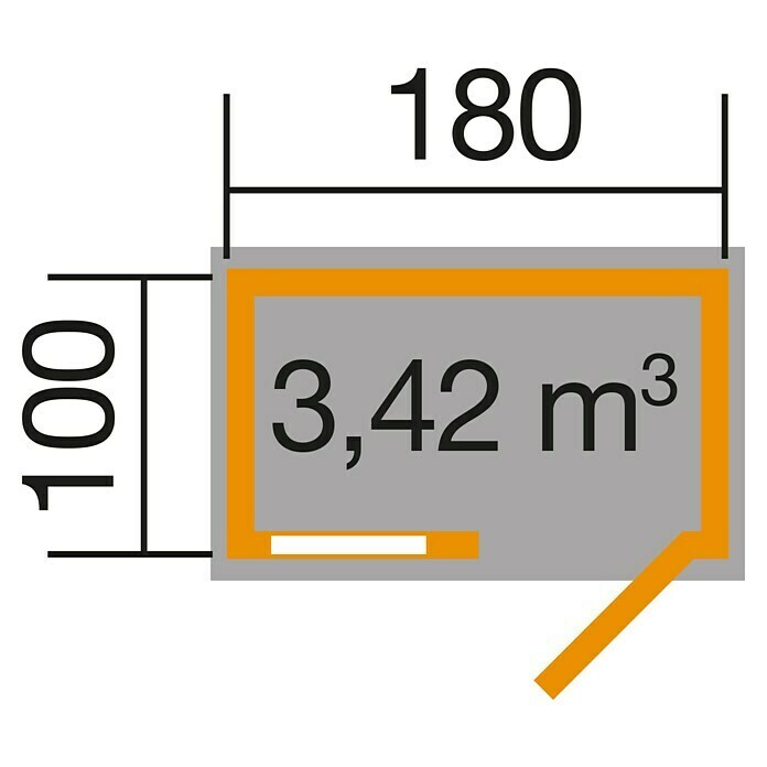 Weka Gerätehaus 345129 x 205 cm, Holz, 1,8 m², Wandstärke: 14 mm Sketch