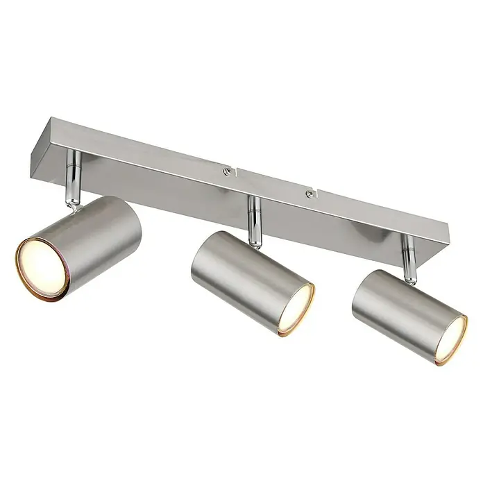 Globo Robby Deckenstrahler - 35 W, L x B x H: 41 x 6 x 12 cm, Nickel-matt, 3 Stk. - Silberne Deckenleuchte mit drei Strahlern, die ein helles, warmes Licht abgeben und für eine angenehme Atmosphäre sorgen.